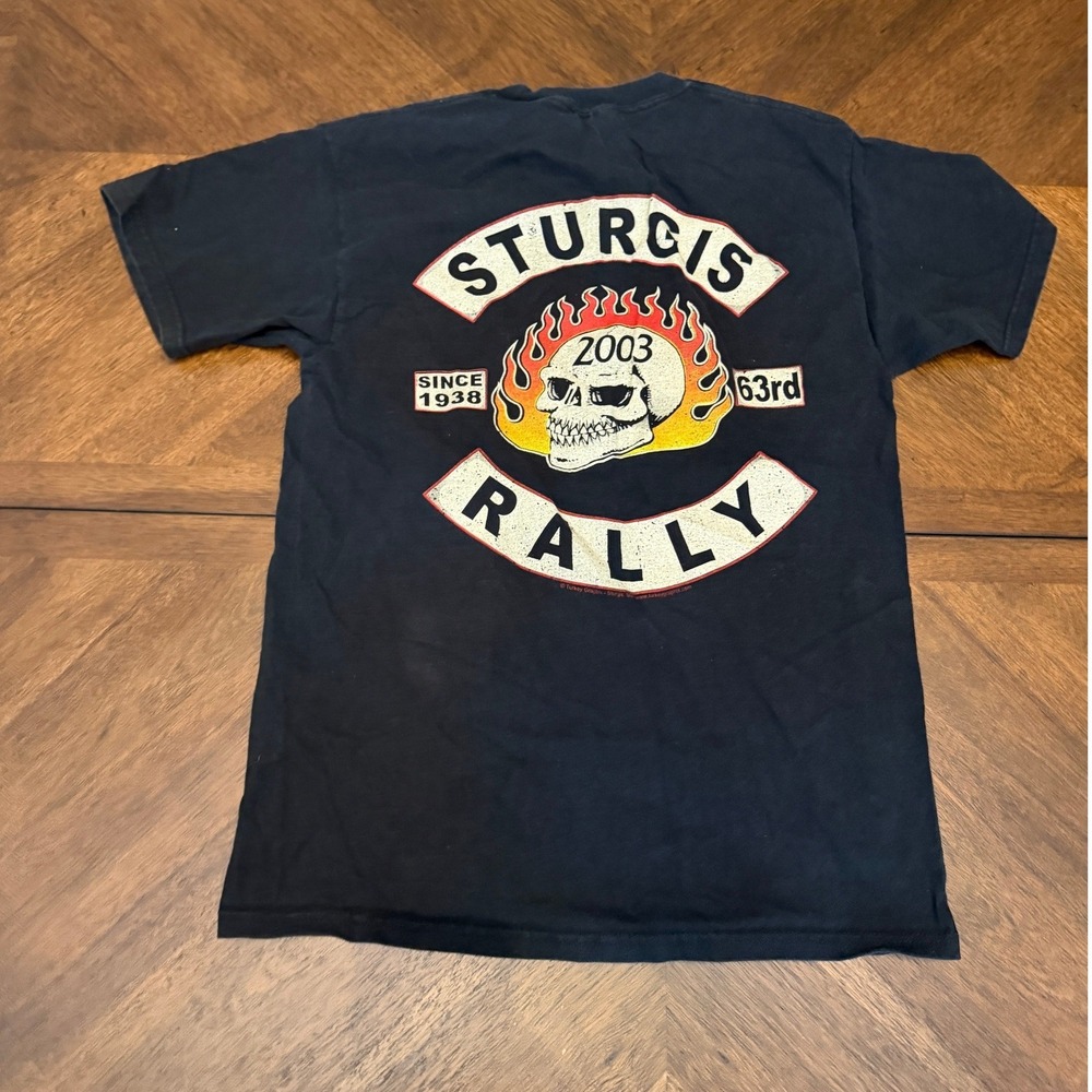 Vintage 2003β Sturgis Rally 63rd Anniversary T-Shirt Hanes Heavyweight Black M